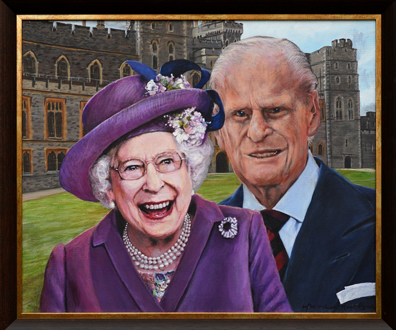 Original Painting of Her Majesty Queen Elizabeth and Prince Philip Prince of Edinburgh