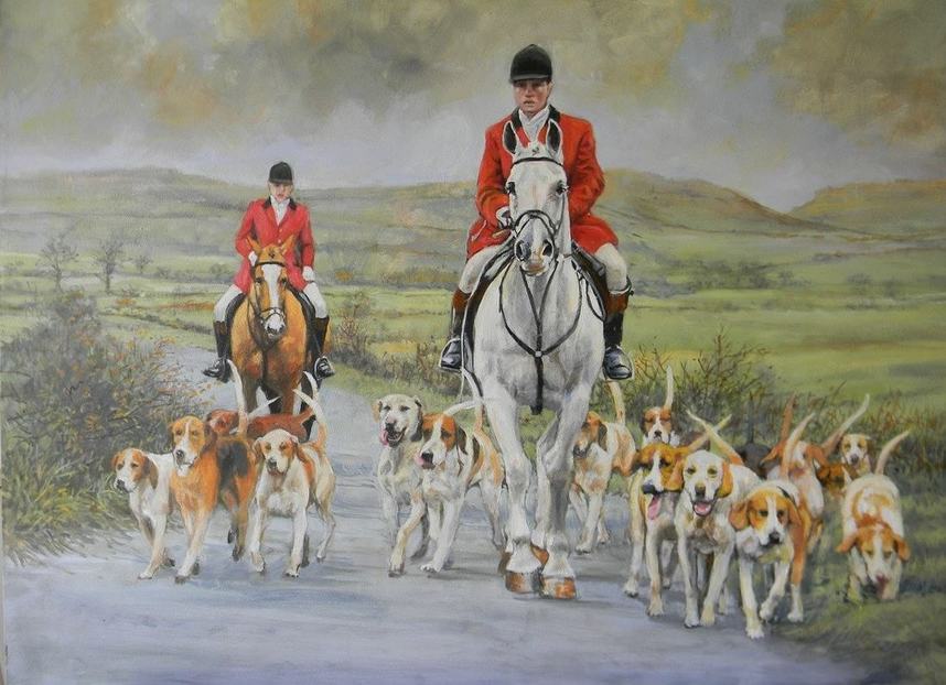 Original Painting of fox hunting