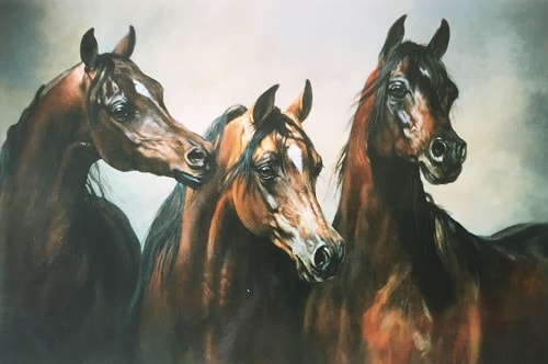 Painting of three arab horses